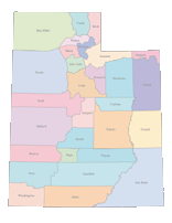 View larger image of Utah Map with Counties (color)