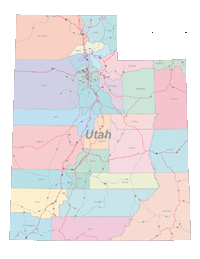 View larger image of Utah Map Counties and Roads