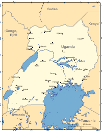 Uganda Map with Cities and Surrounding Countries