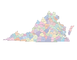 Virginia Map with Counties (color)
