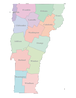 Vermont Map with Counties (color)