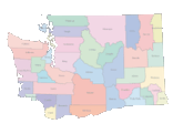 View larger image of Washington Map with Counties (color)