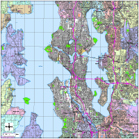 View larger image of Seattle, WA City Map with Roads & Highways