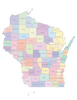 Wisconsin Map with Counties (color)