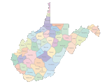 West Virginia Map with Counties (color)