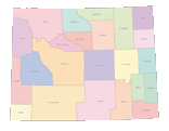 Wyoming Map with Counties (color)