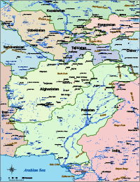 View larger image of Afghanistan / Pakistan Regional Map with Cities and Roads