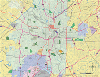 Atlanta Map with City and Zip Code Borders