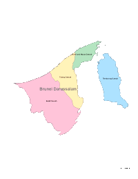 Brunei Darussalam Map with Administrative Borders