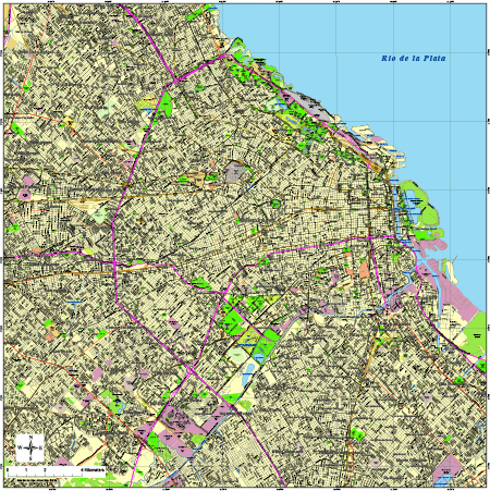 Buenos Aires, Argentina City Map with Streets, Roads & Highways