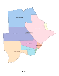 Botswana Map with Administrative Borders