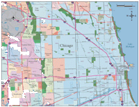 Chicago Map with City and Zip Code Borders