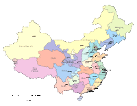 China Outline Map with Provinces, Major Cities