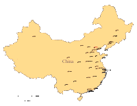 China Outline Map with Major Chinese Cities