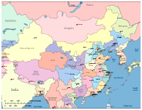 View larger image of China Map with Provinces, Major Cities and Surrounding Countries