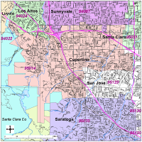 Editable Cupertino Map With Roads Highways Zip Codes