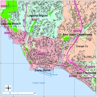 Dana Point Map with Roads, Highways & Zip Codes