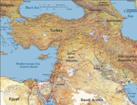 Fertile Crescent Shaded Relief Map