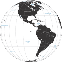 Globe Map North and South America Centered (black and white)