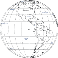 Globe Map North and South America Centered (outline)