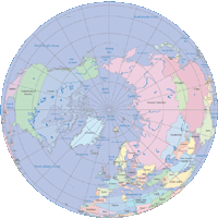 Globe Map Arctic Centered