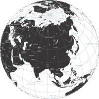 Globe Map Asia Centered (black and white)