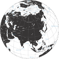 black and white map of asia