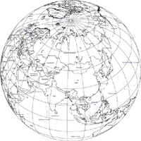 Globe Map Asia Centered (outline)