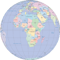 Globe Map Europe and Africa Centered (color)
