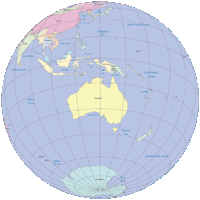 Globe Map Australia Centered