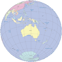 Editable Globe Map Australia Centered - Illustrator / PDF | Digital