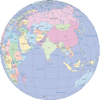 View larger image of Globe Map India Centered