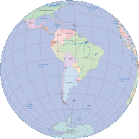 Globe Map South America Centered