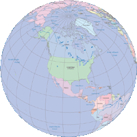 Globe Map United States Centered