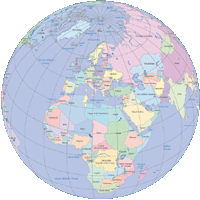 Globe Map Europe Centered