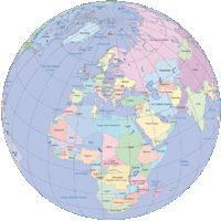 View larger image of Globe Map Europe Centered