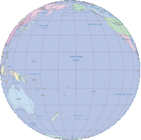 Globe Map Pacific Ocean Centered (color)