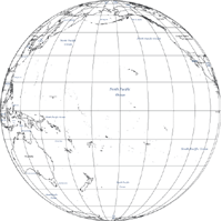Globe Map Pacific Ocean Centered (outline)