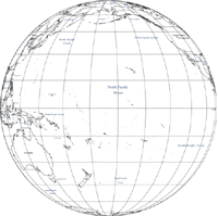 editable globe map pacific ocean centered outline