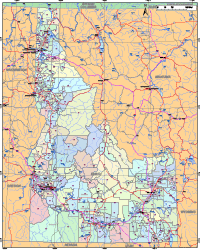 Idaho Map with Counties, Zip Codes, Cities, & Major Roads