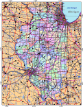 Illinois Map with Cities, Roads & Urban Areas