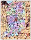 Indiana Map with Cities, Roads & Urban Areas