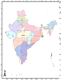 India Map with Administrative Borders