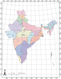 India Map with Administrative Borders & Major Cities
