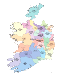 Ireland Map with Administrative Borders