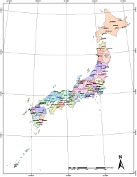 Japan Map with Administrative Borders & Major Cities