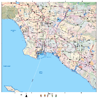 View larger image of Los Angeles Metro Area Street Map with Shaded Relief