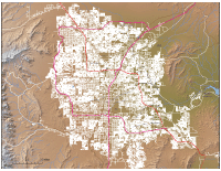 Las Vegas City Map with Shaded Relief