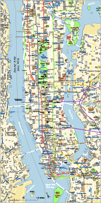 Manhattan Street Map with Subways