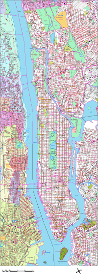 Manhattan & Bronx Street Map with Zip Codes